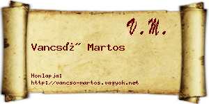 Vancsó Martos névjegykártya